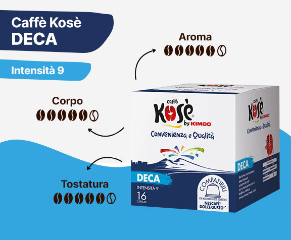 Kimbo caffè Kosè Deca 16 capsule compatibili Nescafè dolce gusto