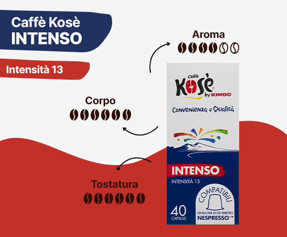 Kimbo caffè Kosè Intenso 40 capsule compatibili Nespresso